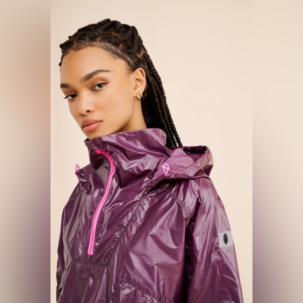 Free People FP Movement Spring Showers Solid Rain Jacket in Dark Purple - Picture 4 of 6